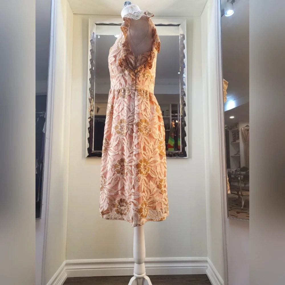 Anna Sui Gold and pink lace dress - Picture 2 of 4